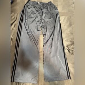 ADIDAS-Gray Joggers with Black Stripes